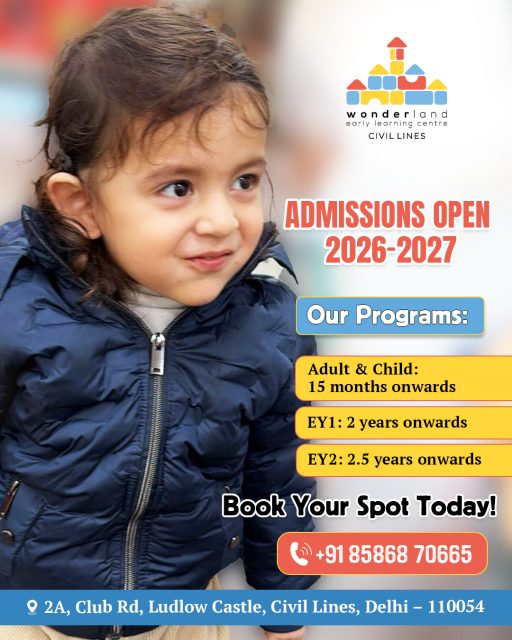 🌟 Admissions Open for  New Session: 2026–27 🌟
Give your child a joyful start with our nurturing, play-based programs. 🌈

Call us now to know more!
📞+91 85868 70665
📍 Civil Lines, Delhi
.
.
#welc #wonderlandearlylearningcentre #newsession #enrollnow #admissionopen #admissionsopen #happybeginnings #playbasedlearning #preschoollife #childgrowth #earlyyears #learningthroughplay #preschooldelhi #joyfullearning #parentingjourney #brightfutures #bestpreschool