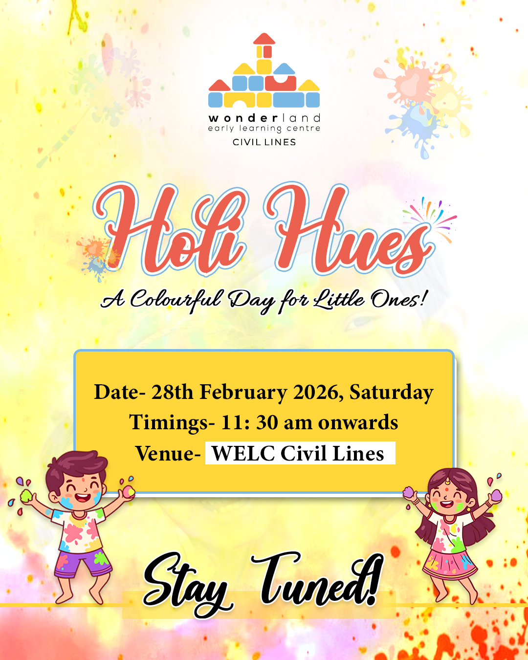 Get ready… Holi Hues is coming! 🌈
Little hands, big smiles, colourful moments ahead.
.
.
#welc #wonderlandearlylearningcentre #preschoolevent #holihues #littleonesfun #kidsholi #colourfulday #tinyhandsbigsmiles #preschoollife #happychildhood #festivevibes #kidsevent #familymoments #colourfulfun #staytuned